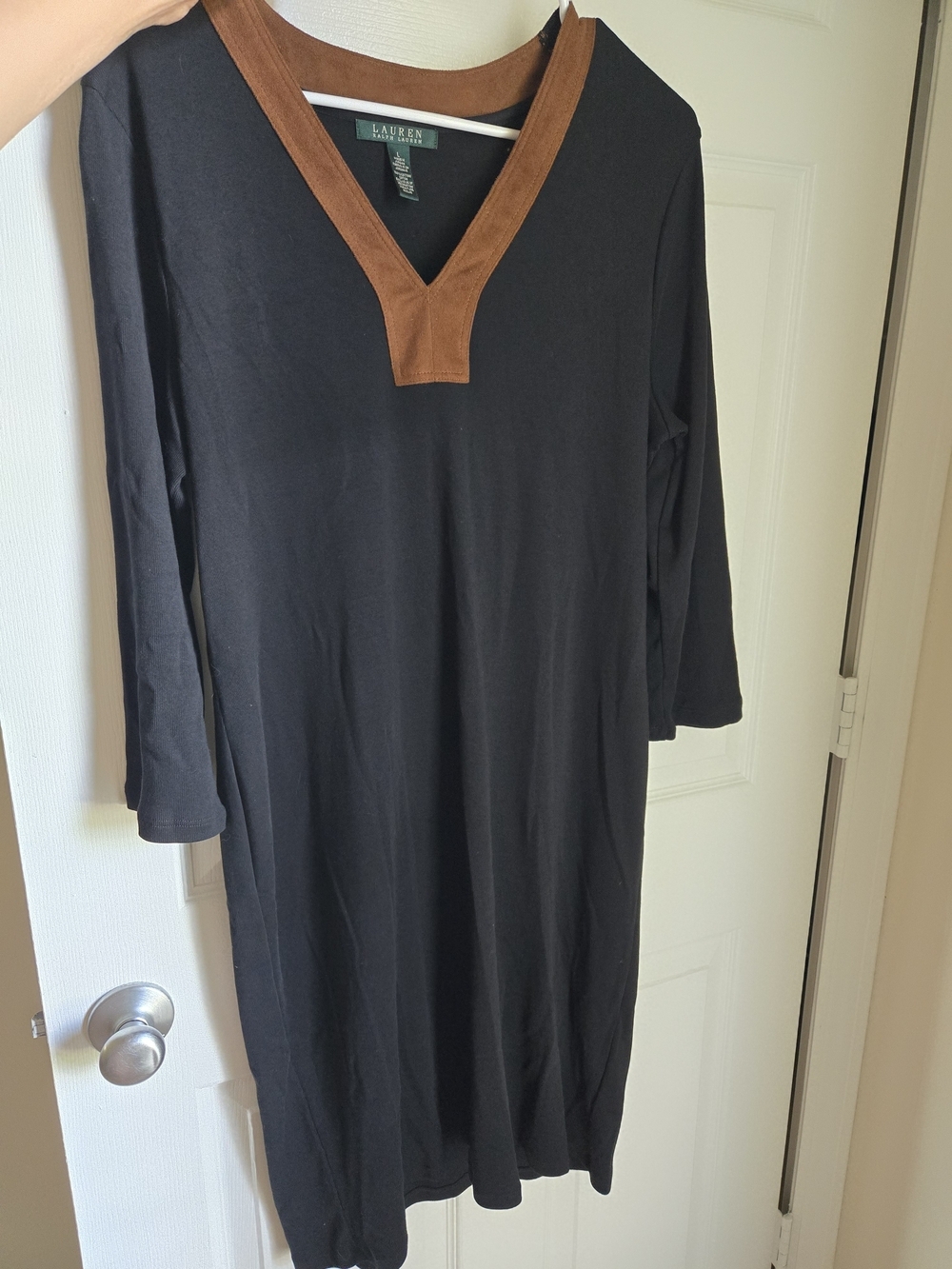 Ralph Lauren Black Long Sleeve Shift Dress 100% Cotton